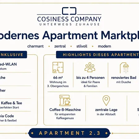 Nr 3 Lichtdurchflutetes Am Historischen Marktplatz 66 Qm #cosiness Company 23 Appartement *